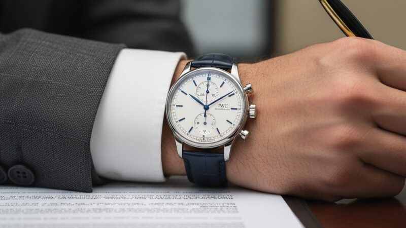 スーツの袖口から見えるIWCポルトギーゼ