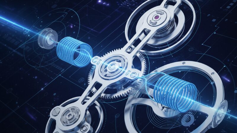 オメガ コーアクシャル脱進機とSi14シリコンヒゲゼンマイの精密イメージ