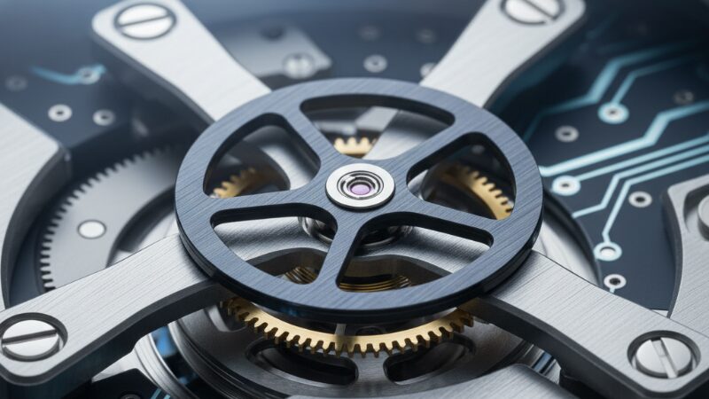 革新的なデュアルインパルス脱進機の未来的イメージ