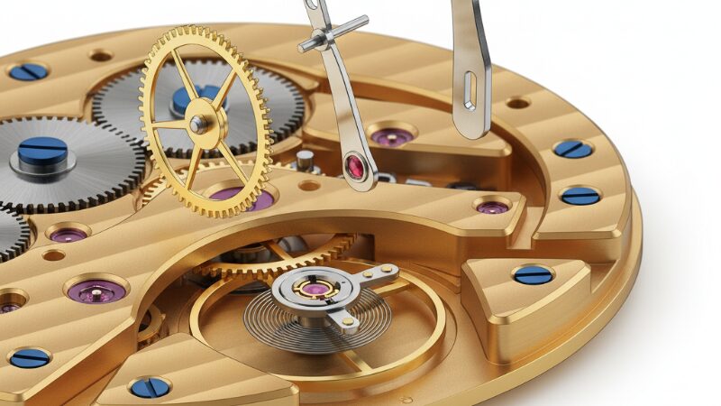 スイスレバー式脱進機の構造が分かる時計ムーブメント