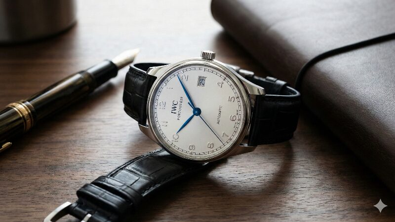 デスクに置かれたIWCポルトギーゼオートマティック40