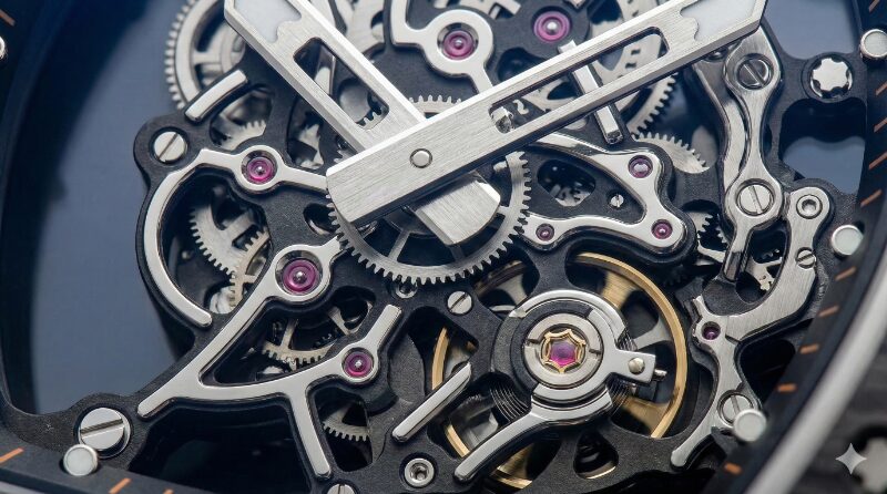 リシャール・ミルのムーブメントと先進素材のクローズアップ