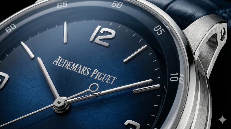 オーデマピゲ Code 11.59 ステンレススティールモデルのブルー文字盤のクローズアップ