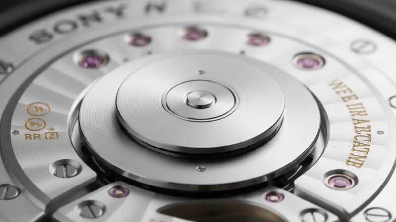 Valjoux 7750ムーブメントの水平クラッチ機構のクローズアップ