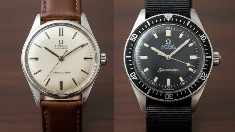 初代シーマスター(1948年)とシーマスター300(1957年)の対比