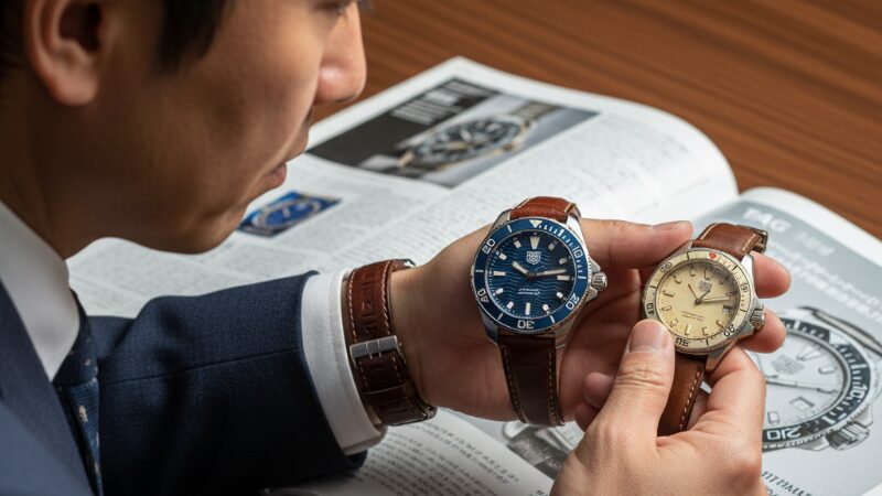 現代と過去のアクアレーサーを比較検討する様子