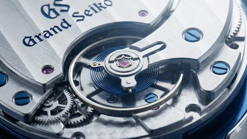 時計の内部構造（ムーブメント）のクローズアップ