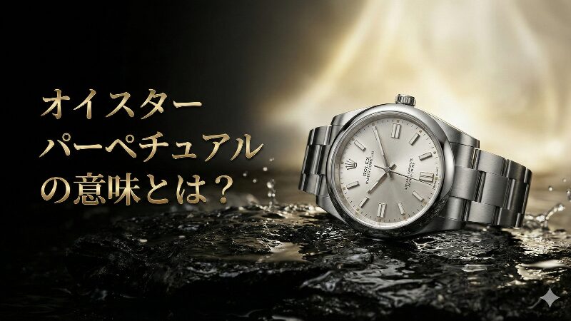 水滴のついた岩の上に置かれたシルバーのロレックス オイスターパーペチュアル