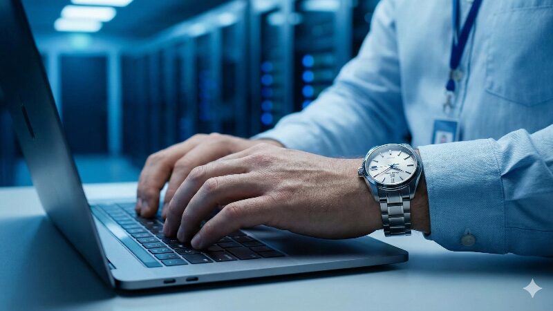 サーバールームでのPC作業風景を通して、ITエンジニアにも安心な耐磁性