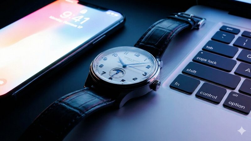 スマホやPCの磁気で時計の針が乱れる様子