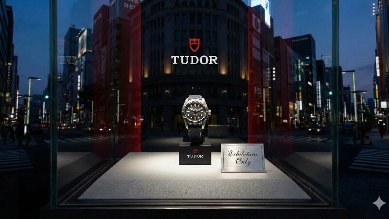 高級時計店のショーケースにある「Exhibition Only」のサインと品薄の様子