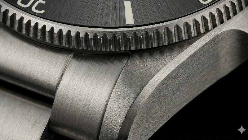 ペラゴス39のグレード2チタンの質感を強調したマクロ撮影