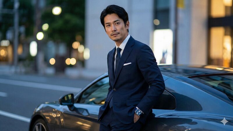 スタイリッシュな衣装を纏い、モナコを着用したカリスマ的な男性のポートレート