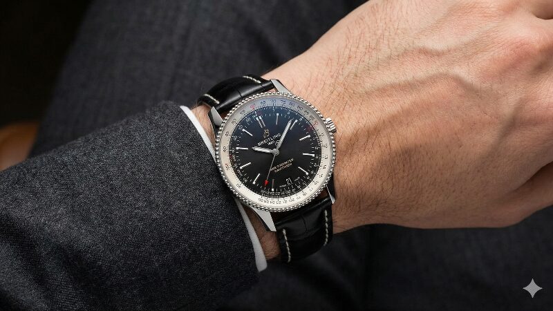 スーツの袖口に完璧に収まるナビタイマー41