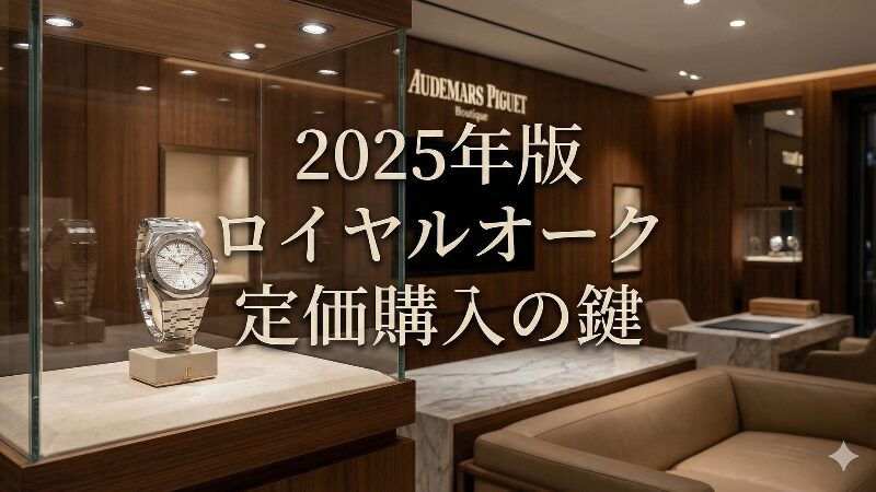 オーデマ ピゲのブティックのショーケースに飾られたロイヤルオーク