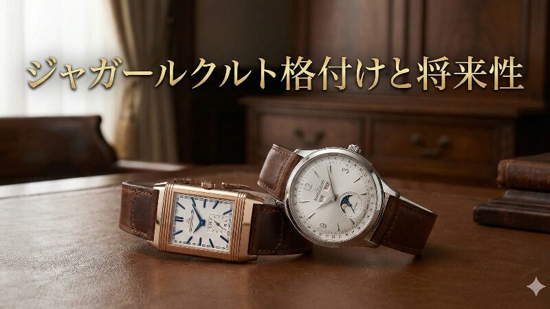 高級感のある書斎に置かれたジャガー・ルクルトのレベルソとマスターコントロールの腕時計