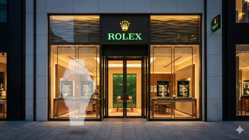 高級時計正規店の外観とヨットマスターチタンのイメージ