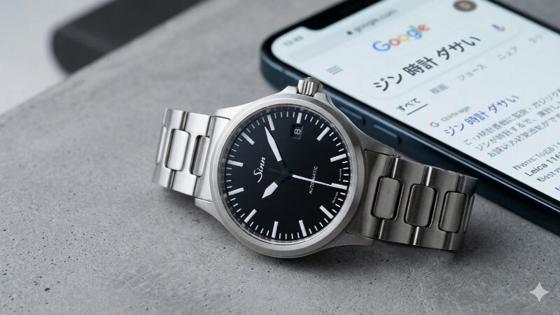 コンクリートのデスクに置かれたシンプルなSinn 556腕時計