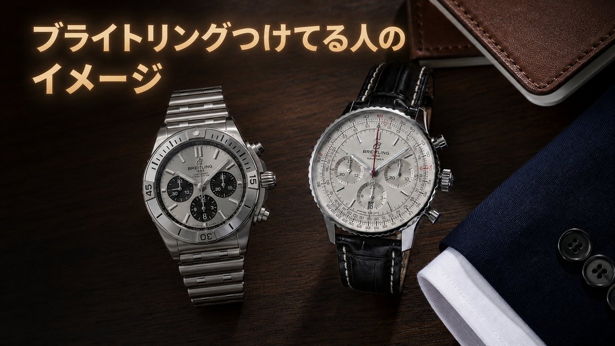 シルバー文字盤のナビタイマーB01 41mmをスーツ小物と並べた記事全体のイメージ