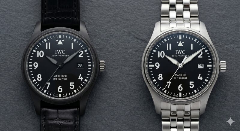 IWCマーク18とマーク20を並べて違いを比較した製品写真