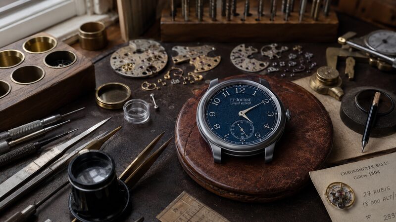 少量生産の独立時計工房を想起させる時計部品と工具の作業台