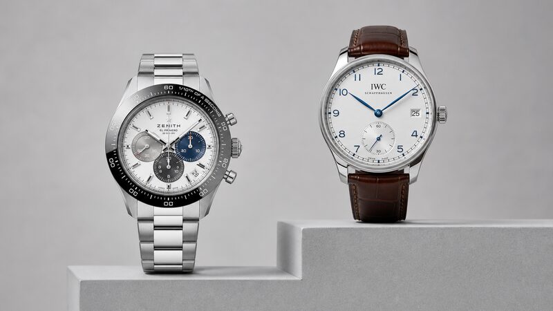 ゼニス クロノマスターとIWC ポルトギーゼを俯瞰で比較したスペック紹介画像
