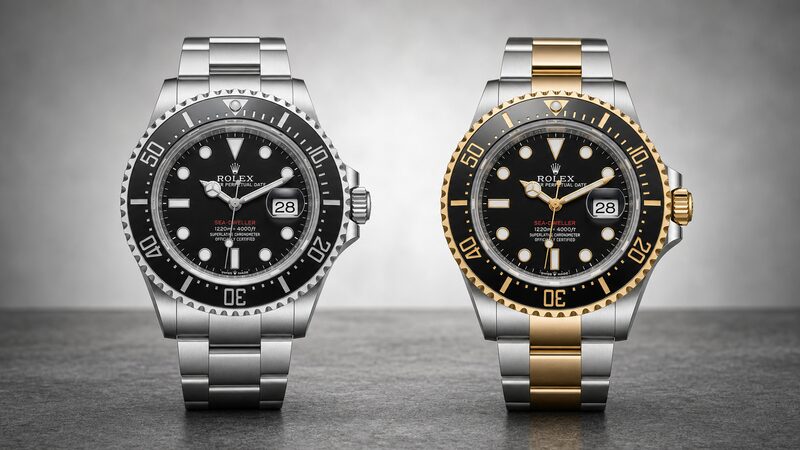 現行シードゥエラー Ref.126600 と Ref.126603 を並べた製品写真。2024年のディープシー独立後に残る現行2本の違いを示す構図