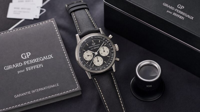 ジラールペルゴ フェラーリモデルの査定・相場確認をイメージした中古品と付属品の写真