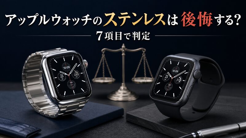 アップルウォッチのステンレスで後悔する理由をアルミとの比較で示すアイキャッチ