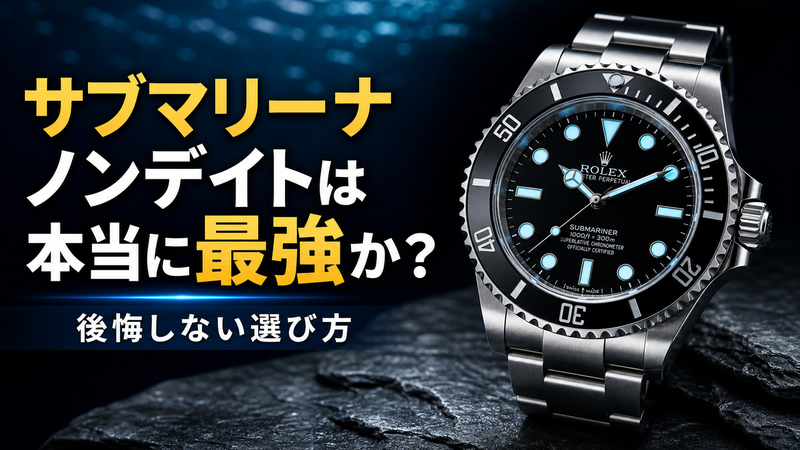 ロレックス サブマリーナ ノンデイト Ref.124060の黒文字盤と左右対称レイアウトを斜め上から捉えた製品写真